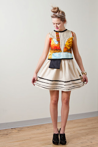 Tony Chestnut Spring Summer 2012 collection, organic cotton hand painted striped tutu skirt with canvas pocket